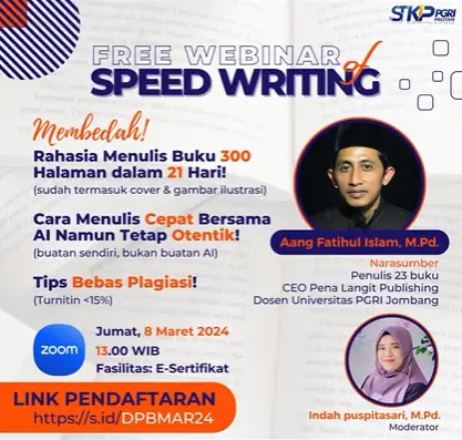 STKIP PGRI Pacitan Gelar Webinar Gratis “Speed Writing”